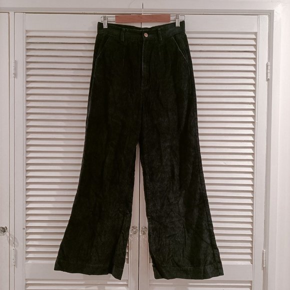 Afends MARSHA Black Slim Corduroy Jeans Flares 28 Wide Leg Hemp Organic Pants - Picture 2 of 5